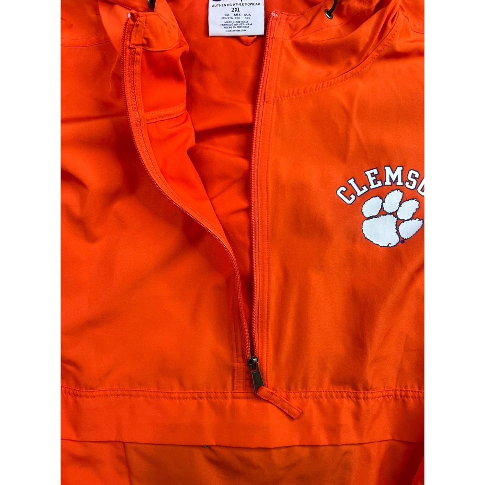 Champion Clemson Tigers Mens 2XL Orange Half Zip Packable Windbreaker Jacket - Picture 6 of 15